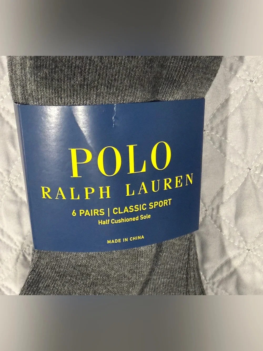 Polo Ralph Lauren Classic Sport Mens Anklets Socks Dark Grey 6 Pairs Size 10-13